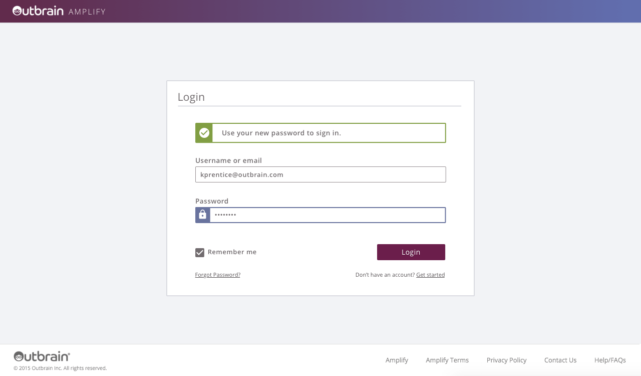 Login Screen - After Reset Password